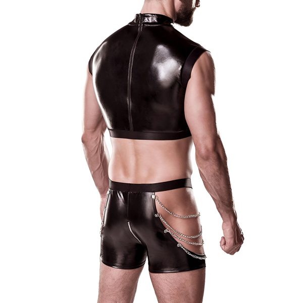 Men's Sexy Faux Leather Bondage Suit - Nightclub Chain Outfit - Image 2
