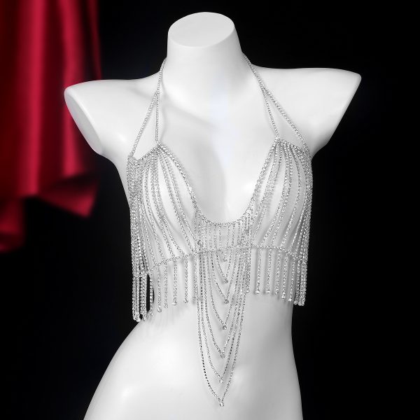 Diamond Tassel Body Chain: Rhinestone Bikini Breast Chain for Women - Image 6