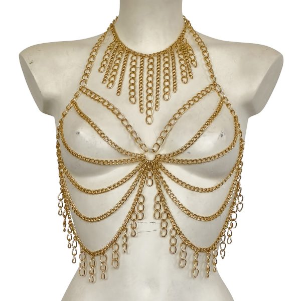Sexy Tassel Body Chain Brooch - Fashion Metal Hollow Multi-layer DL0057 - Image 5