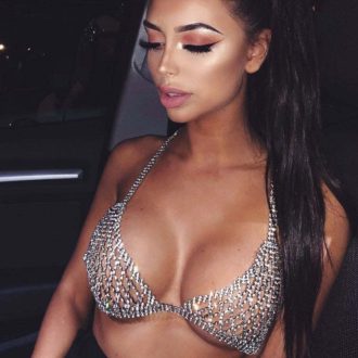 Sparkling Rhinestone Body Chain Bra G-String Set - Sexy Nightclub Lingerie