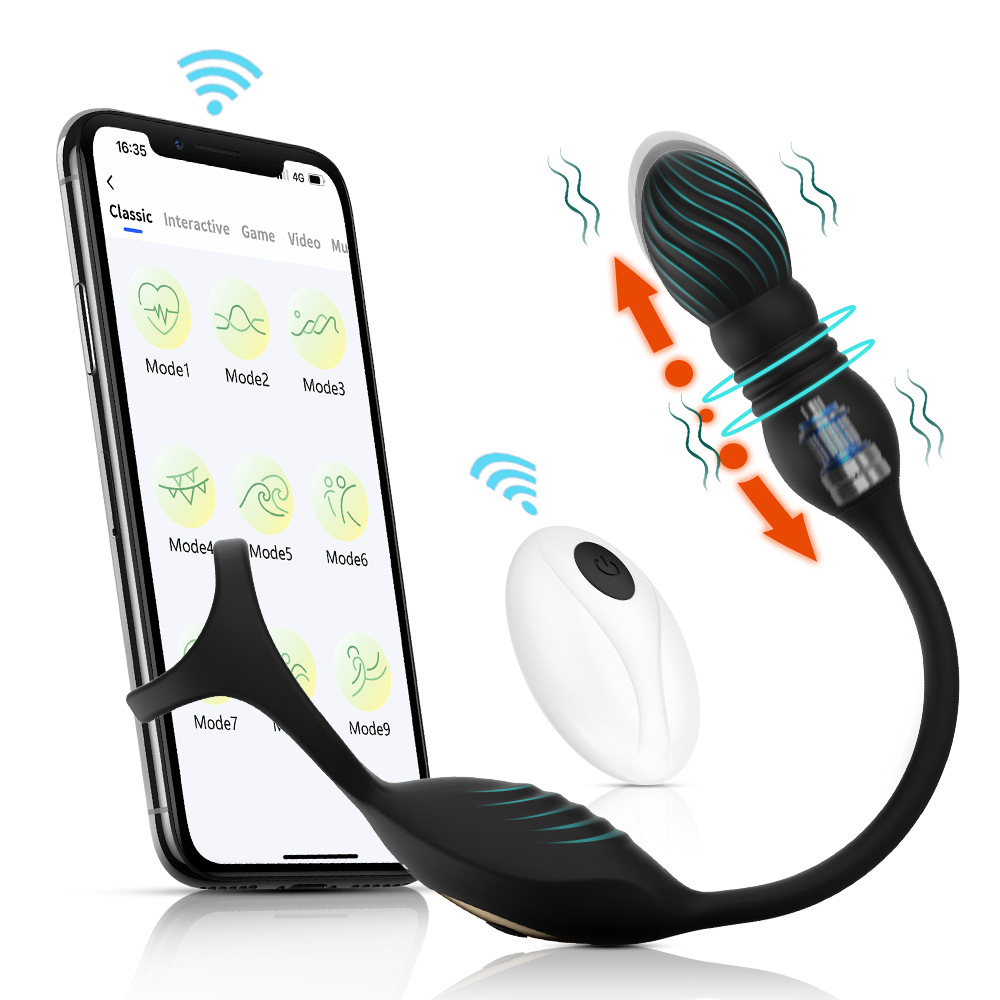 Remote Control Vibrating Cock Ring - Telescopic Pleasure Enhancer