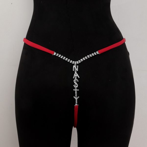 Sexy Rhinestone Body Chain Thong: NAST Letter Waist Jewelry for Women - Image 4