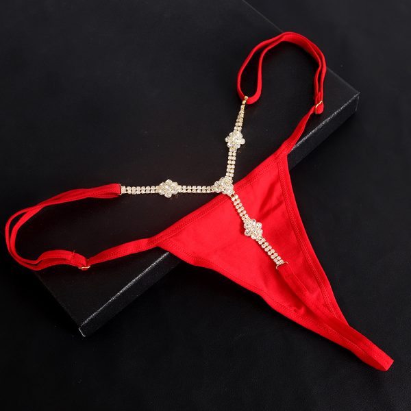 Rhinestone Thong Body Chain: Sexy Diamond Flower Lingerie for Nightclub Fashion - Image 5