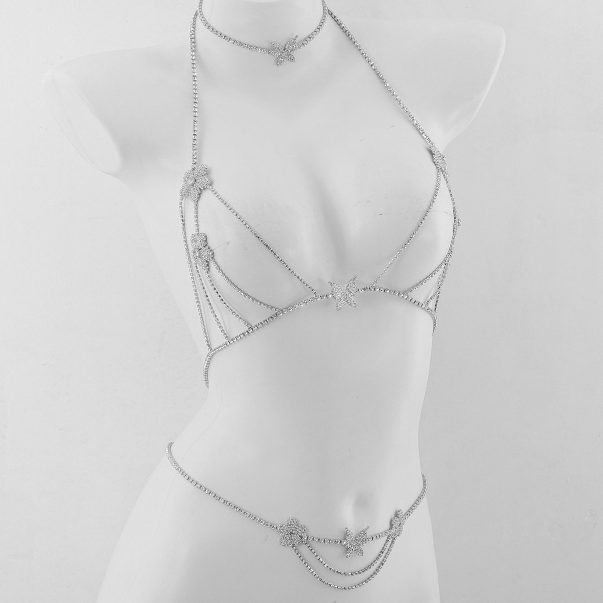 Diamond Bow Body Chain - Sexy Bikini Breast Jewelry for Women - Image 2