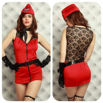 Sexy Stewardess Costume: Halloween Party Cosplay Lingerie Dress