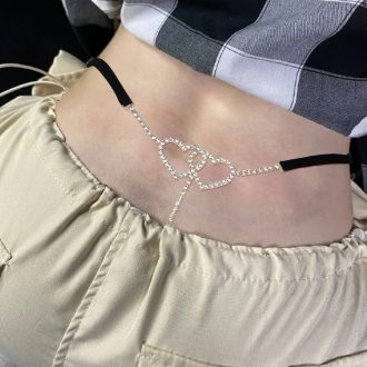 Valentine's Sexy Diamond Thong Body Chain: Exaggerated Gem Lingerie
