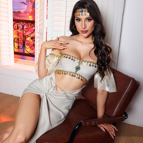 Cleopatra Goddess Dress: Strapless Long Sexy Nightclub Dance Dress - Image 2