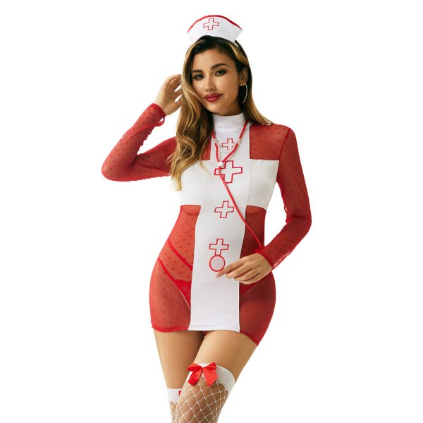 Sexy Nurse Costume Lingerie: European Lace Halloween Outfit