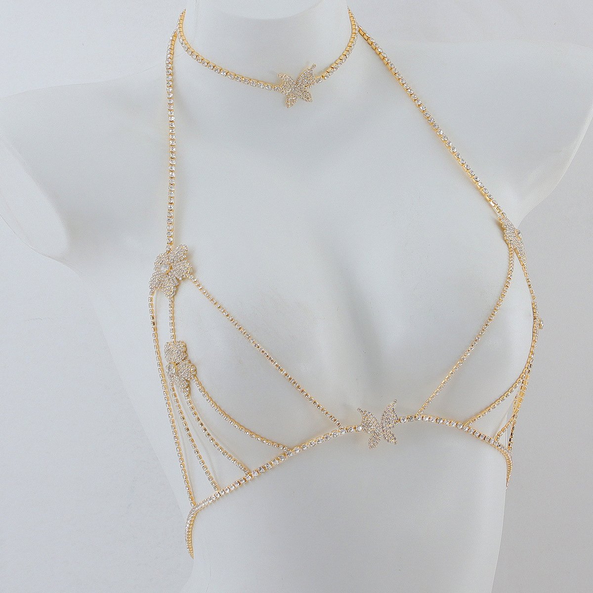 Diamond Bow Body Chain - Sexy Bikini Breast Jewelry for Women - Image 6