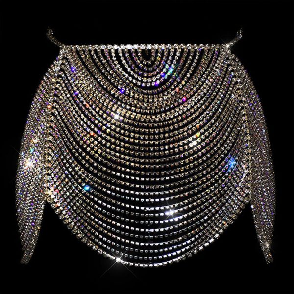 Sexy Rhinestone Bikini Set: 2023 European Fashion Bra Chain Skirt - Image 4