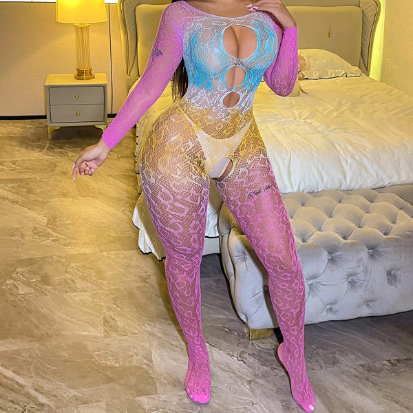 Gradient Mesh Bodysuit: Sexy Long Sleeve Lingerie for Women - Image 5