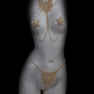 Sexy Rhinestone Body Chain Set: Multi-Layered Tassel Bra & Underwear Jewelry