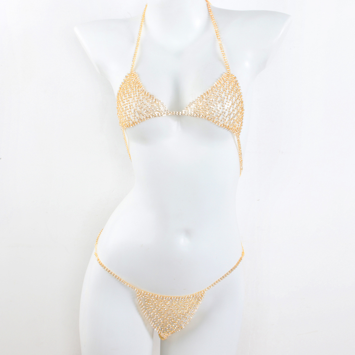 Sparkling Rhinestone Body Chain Lingerie Set: Sexy Nightclub Bra & G-String - Image 4
