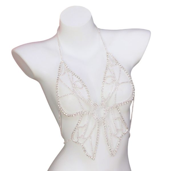 Rhinestone Butterfly Body Chain: Exaggerated Diamond Breast Chain Jewelry - Image 6