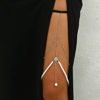 Bamboo Pearl Tassel Thigh Chain: Boho Jewelry for European & American Fashion