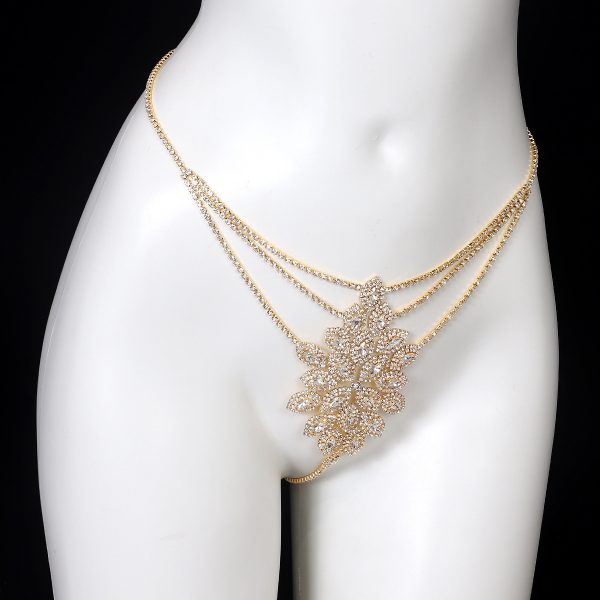 Diamond Rhinestone Bikini Body Chain: Sexy Flower Bra Thong Set - Image 4