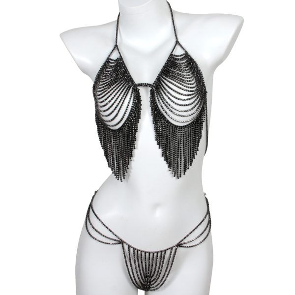 Rhinestone Tassel Body Chain Bra: Sexy Nightclub Bikini Jewelry for Women