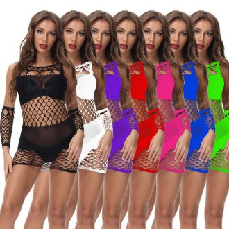 Sexy Mesh Bodysuit Lingerie: European Style Hip Skirt Stockings W521