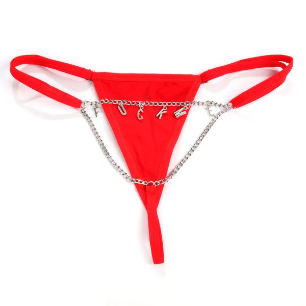 Sexy Letter Thong: European Metal Chain Hip Panties for Women - Image 5