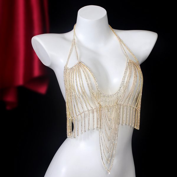 Diamond Tassel Body Chain: Rhinestone Bikini Breast Chain for Women - Image 3