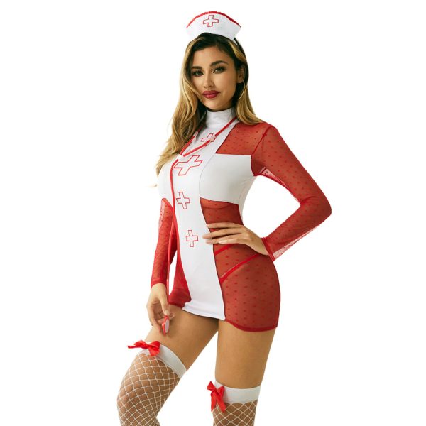 Sexy Nurse Costume Lingerie: European Lace Halloween Outfit - Image 2