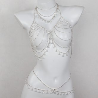 Rhinestone Pearl Body Chain: Sexy Beach Bikini Jewelry Set