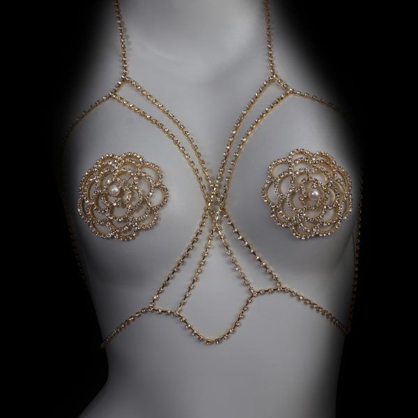 Sexy Rhinestone Body Chain: Nipple Jewelry Bikini Beach Body Cross Chain