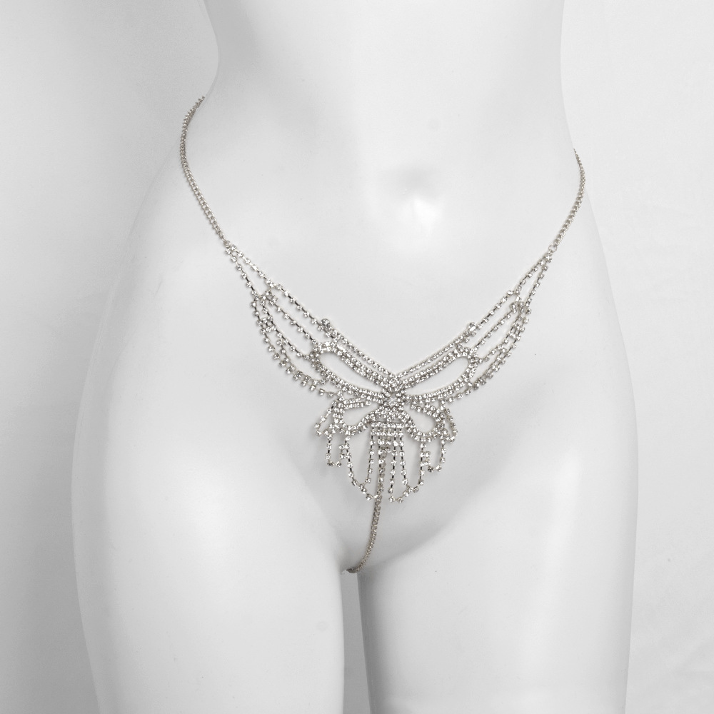 Pink Diamond Butterfly Body Chain - Sexy Rhinestone Bikini Jewelry - Image 4