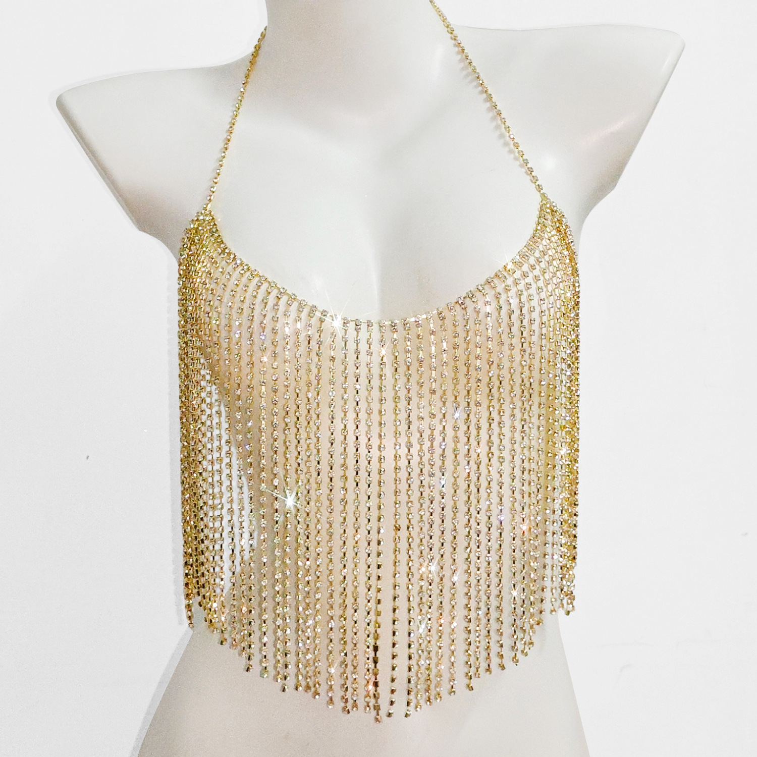 Rhinestone Body Chain: Sexy Tassel Chest Jewelry for Nightclub