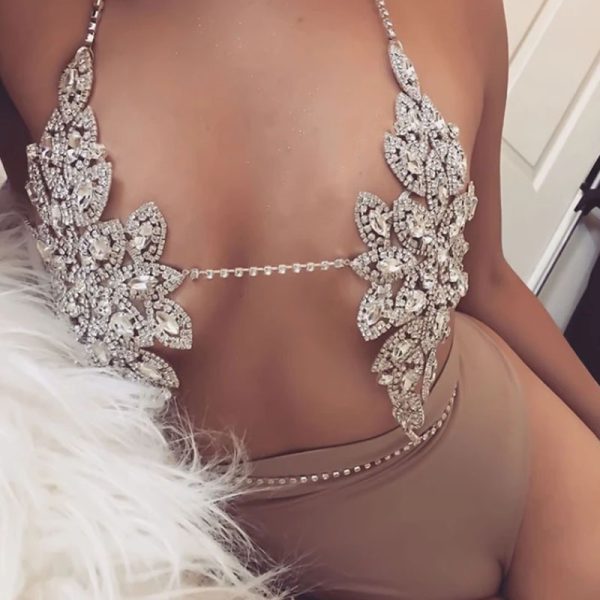 Rhinestone Flower Body Chain: Sexy Luxury Bra & Panty Jewelry - Image 3