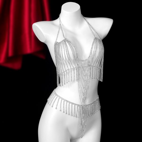 Diamond Tassel Body Chain: Rhinestone Bikini Breast Chain for Women - Image 2