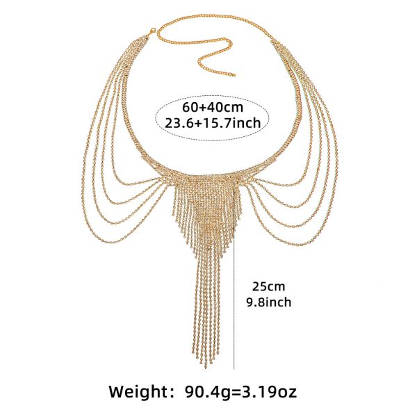 Diamond Angel Wings Body Chain - Runway Tassel Chest Jewelry - Image 3