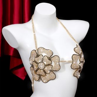 Diamond Flower Body Chain: Sexy Rhinestone Bra for Club & Beach