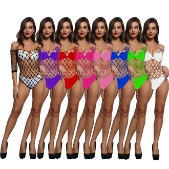 Seductive Mesh Lingerie: European Style One-Piece Stockings Bikini Set