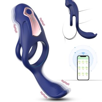 Adult Products  Men's App Remote Control Adjustable Double Ring Vibration Couple Delay Locking Sperm Ring Leya