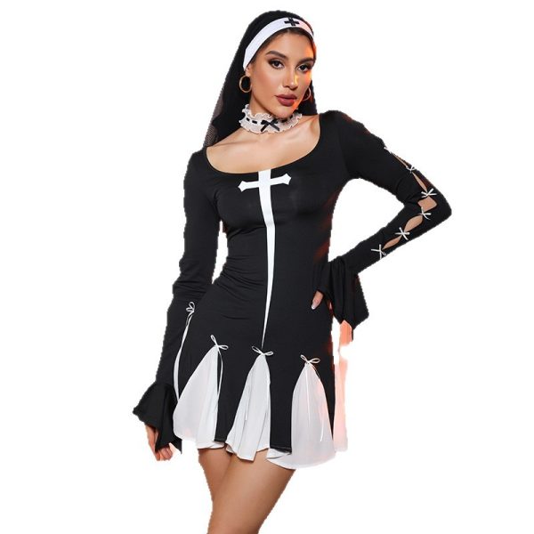 Plus Size Sexy Nun Costume Lingerie - Halloween Cosplay Outfit - Image 5