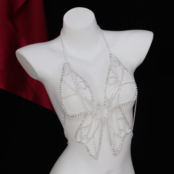 Rhinestone Butterfly Body Chain: Exaggerated Diamond Breast Chain Jewelry - Image 8