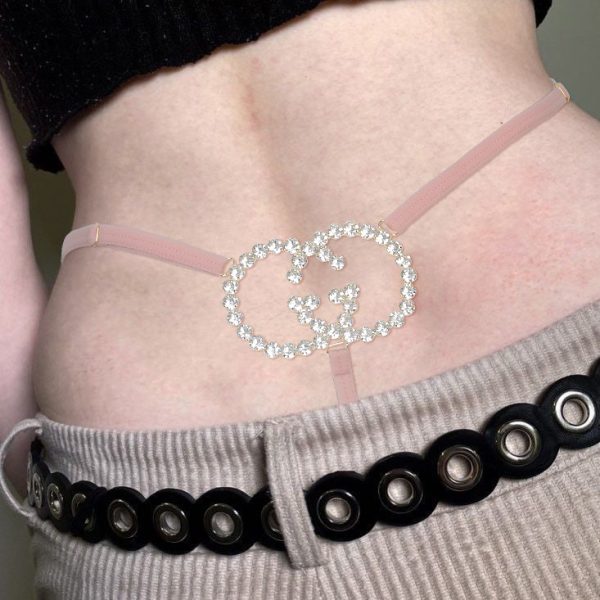 Rhinestone Letter Thong Body Chain: Sexy Nightclub Party Underwear