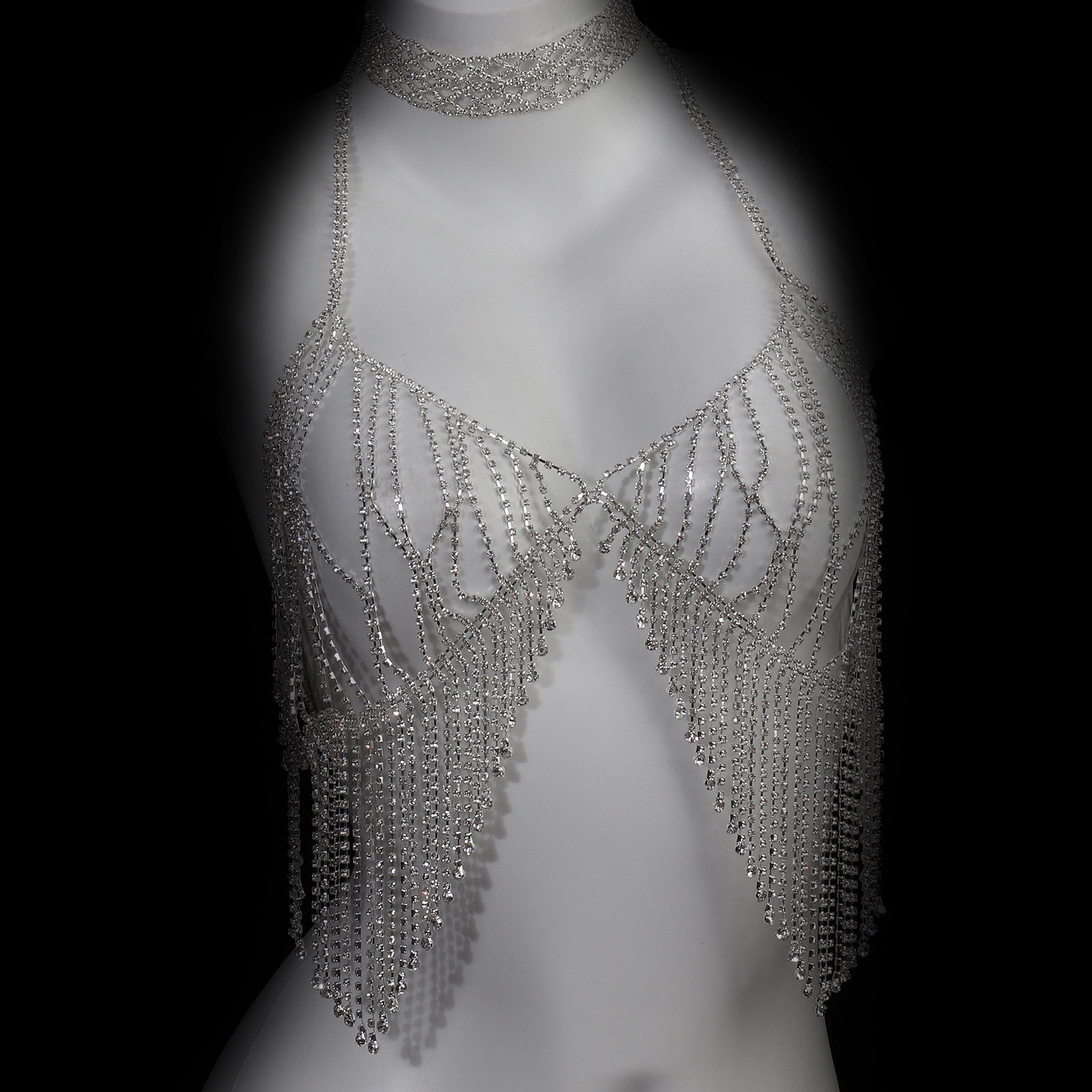 Rhinestone Body Chain: Sexy Tassel Chest Chain for Women - Image 11