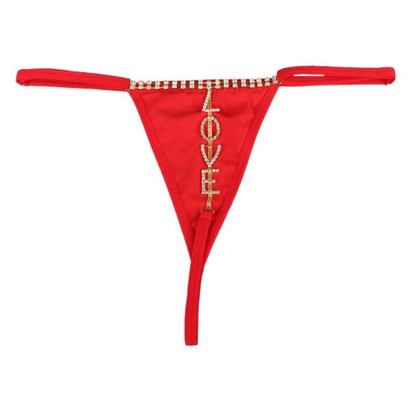 Diamond LOVE Thong Body Chain - Sexy Rhinestone Lingerie Accessories
