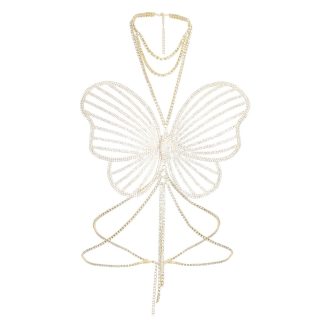 Diamond Butterfly Body Chain: Luxury Rhinestone Chest Jewelry