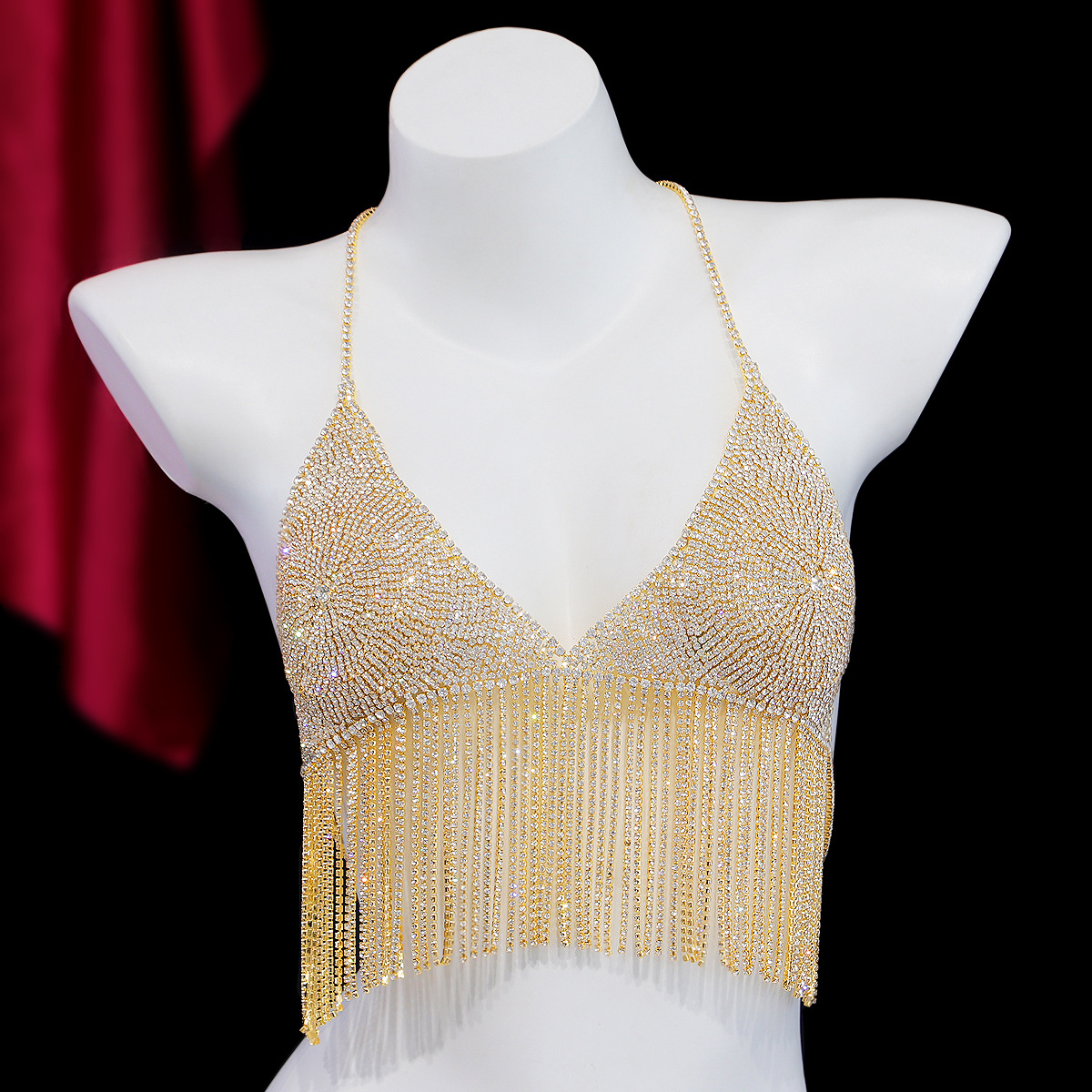 Rhinestone Body Chain: Sexy Tassel Chest Jewelry for Nightclub - Image 2