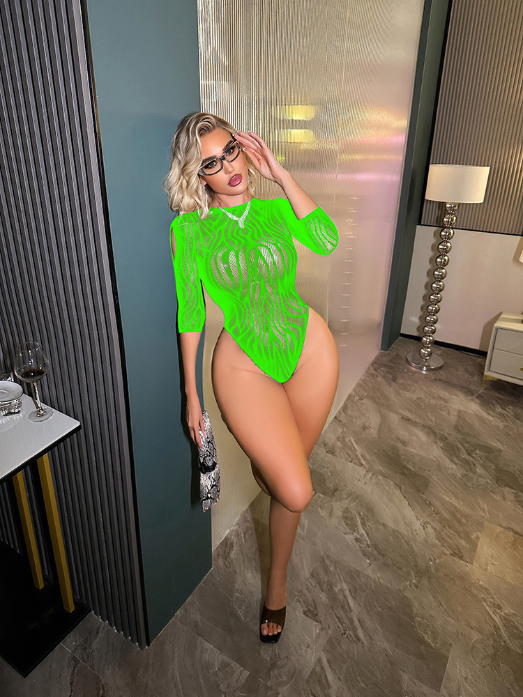 Sexy lingerie European and American Foreign trade bikini jumpsuit long sleeve fishnet clothes hip skirt tight fishnet clothes w792 - Image 11