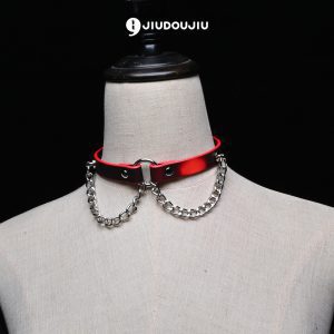 Temperature Sensitive Leather Choker Necklace - Adjustable Fashion Collar with Ring