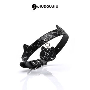 Engraved Cowhide Leather Puppy Collar Choker Necklace for Women