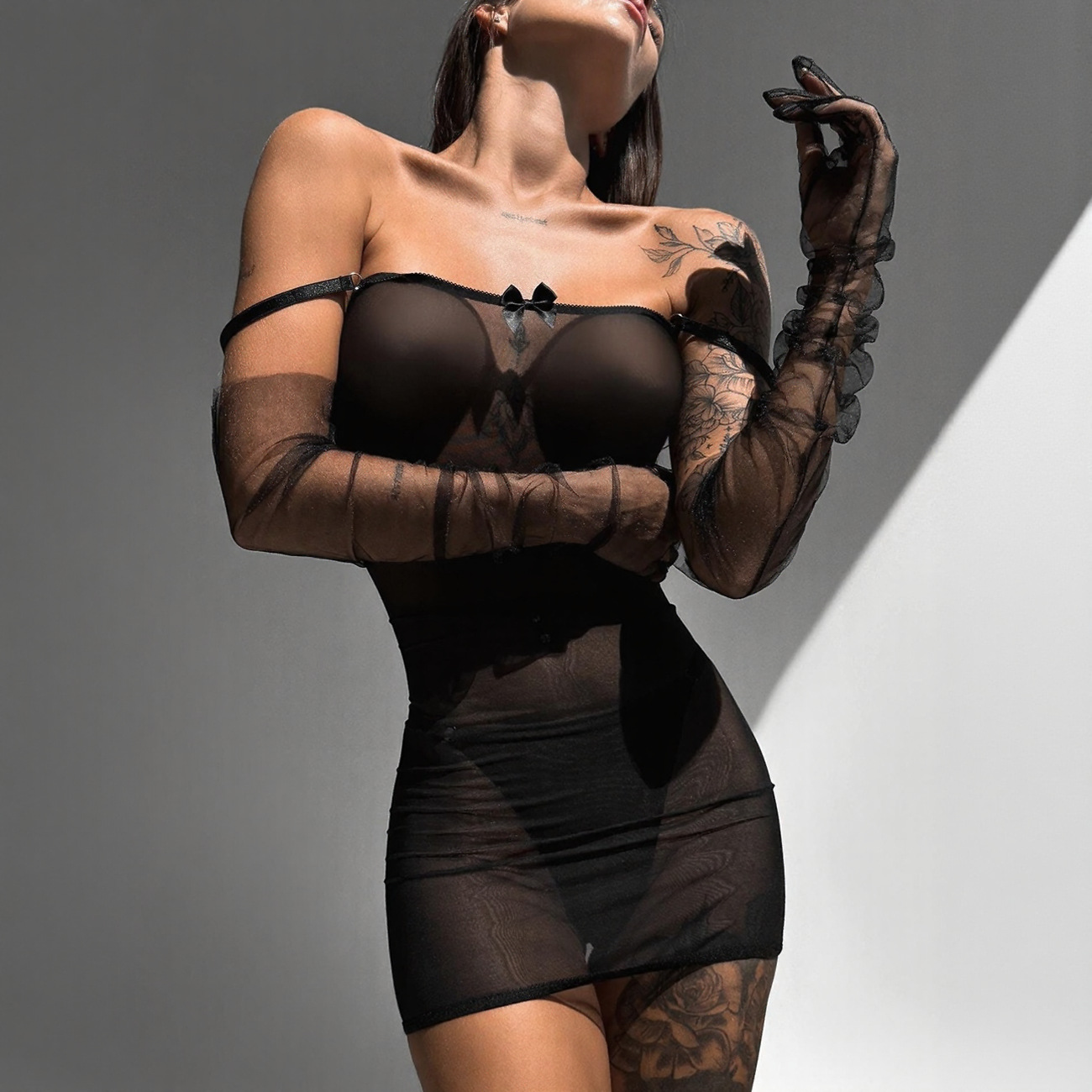 Dier Strap Mesh Back Tight-Fitting See-Through Dress Suspender Sexy Lingerie - Image 2