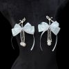 Blue Fox Tail Butt Plug with Bell Nipple Clamps