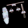 Galaxy Track 40cm Silver Gray Fox Real Wool Tail with Detachable Bow and Bell