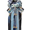 40cm Klein Blue Fox Fur Tail Anal Plug with Bow Bell - Chinese Style