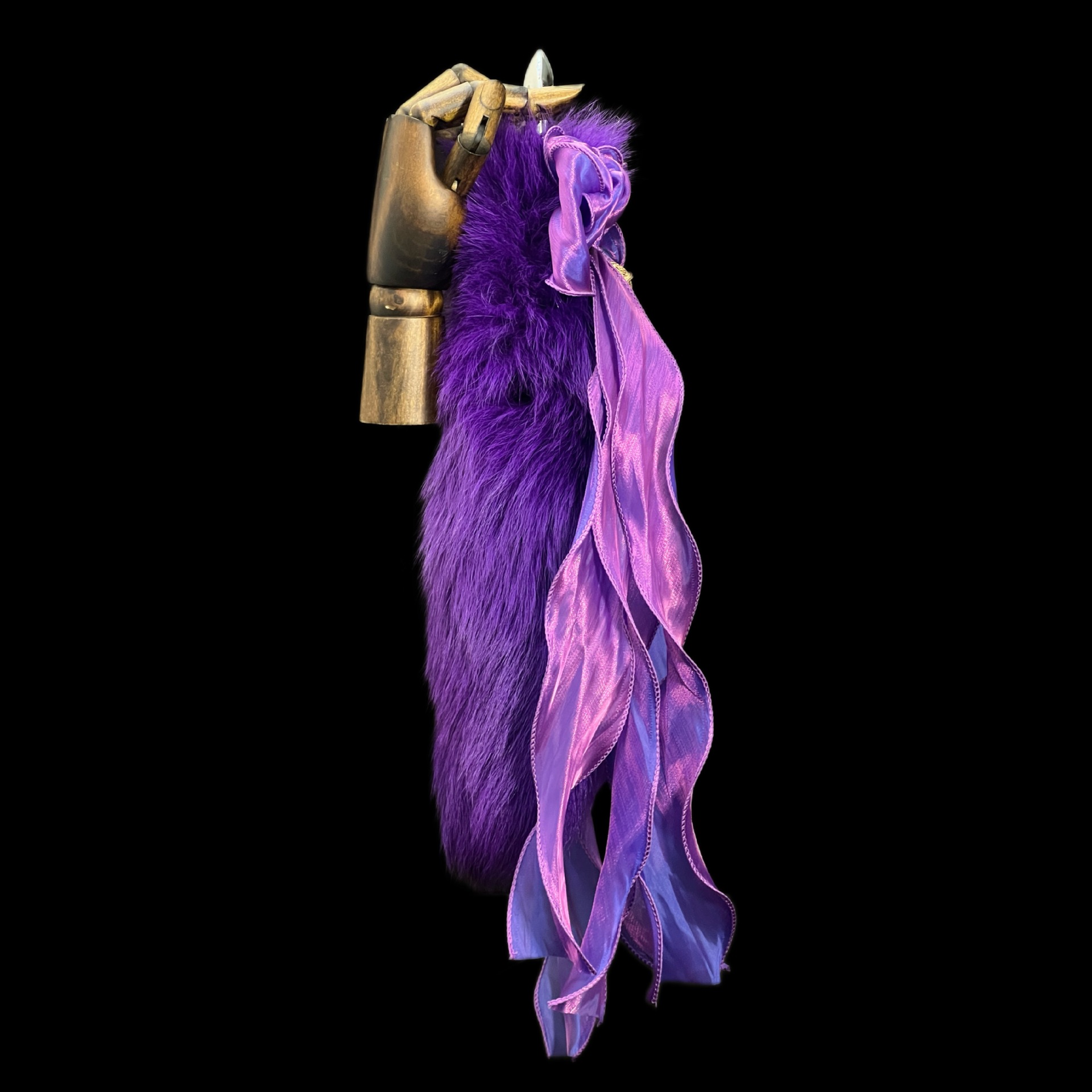 Starlight Purple 40cm Fox Fur Tail Anal Plug - Deep Pearlescent Purple Bow Bell - Image 4